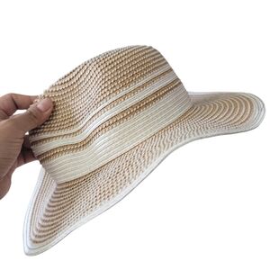 Mossimo Supply Co. Tan & White Women's Straw Wide Brim Hat